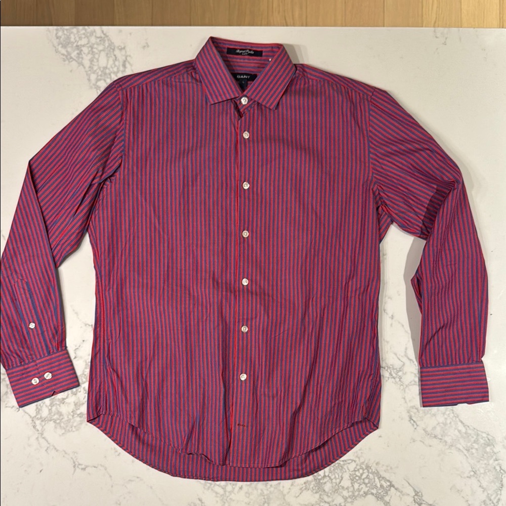 GANT Blue & Red Men’s button down size L NWOT - Picture 2 of 5